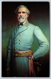 Patriotic~Gen Robt E Lee Portrait~Lee Univ~Lexington VA~1950s Vintage Postcard