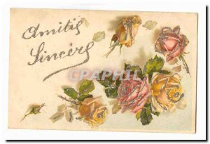 Old Postcard Fancy Amities sincere (flowers)