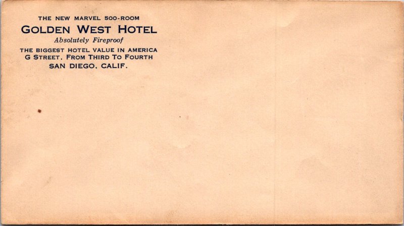 Golden West Hotel San Diego Calif vintage stationery envelope Hungarian stamp