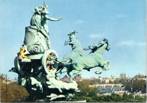 postcard Paris France - Grand Palais monument with view of Paris