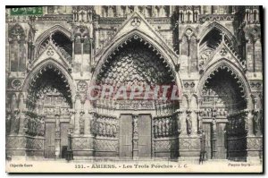 Old Postcard Amiens three Porches