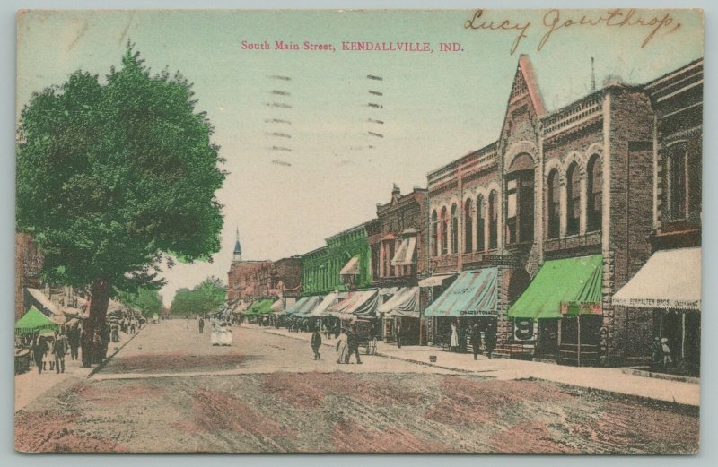 Kendallville Indiana~South Main Street Stores~Berhalter Bros Undertaking~c1910