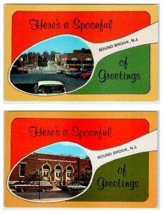 2 Postcards BOUND BROOK, NJ Spoonful HAMILTON STREET Scene & Post Office 1974