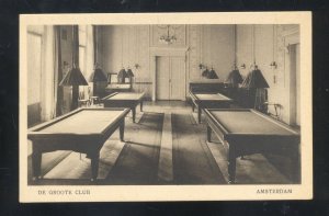 AMSTERDAM HOLLAND DE GROOTE CLUB POOL HALL BILLIARDS VINTAGE POSTCARD