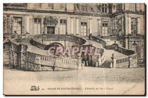 Postcard Old Palace of Fontainebleau the Iron Horse has Staircase