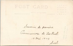 Quebec Canada Boy Leo Paul Communion RPPC Postcard V15