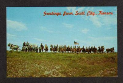 KS Greetings SCOTT CITY KANSAS Cavalry Horses Postcard