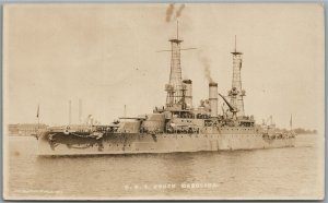 USS SOUTH CAROLINA AMERICAN MILITARY SHIP ANTIQUE REAL PHOTO POSTCARD RPPC