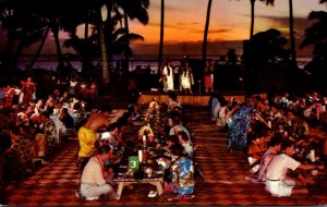 Hawaii Honolulu Outrigger Hotel Luau Scene Outrigger caamera & Gift Shop Adve...