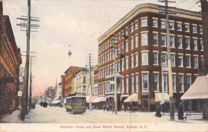 ELMIRA NEW YORK EAST WATER ST~RATHBUN HOTEL~DEMOLISHED IN 1940s POSTCARD 1908 PM