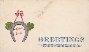 J83/ Cadiz Ohio Postcard c1910 Greetings from 128