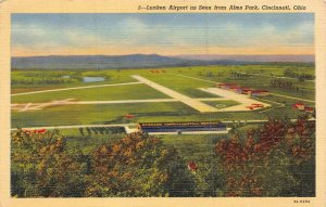 CINCINNATI OHIO~LUNKEN AIRPORT-FLYING FIELD FROM ALMS PARK~1933 POSTCARD