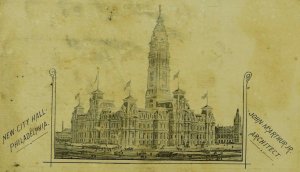 1885 Engraved Philadelphia New City Hall John McArthur Jr. Architect Nice! *P