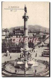 Postcard Old Marseille Cantini fountain Place Castellane