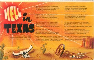 Hell in Texas Poem, Western Motifs, Humorous Chrome Postcard Unused
