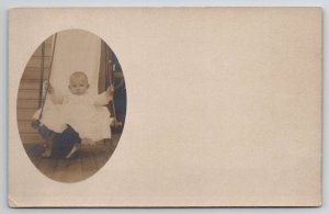 RPPC Little Baby on Porch Swing Hidden Mother c1906 Postcard G23