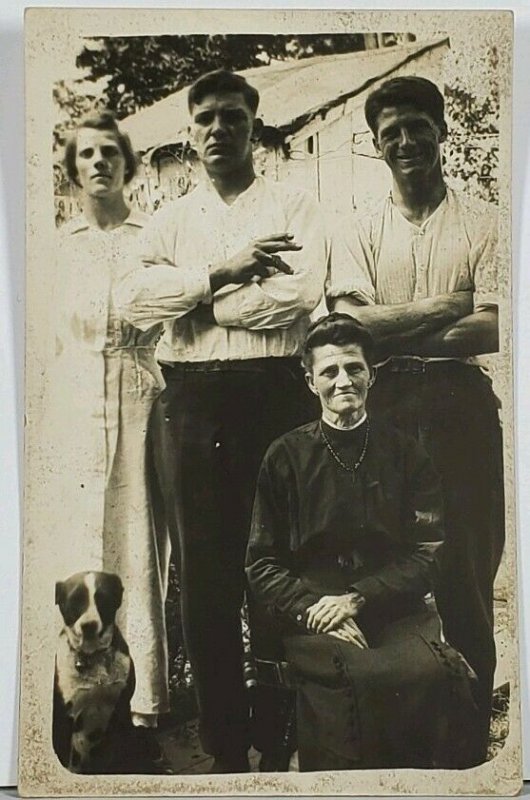 RPPC Susan Lapole & Family posing with Dog c1915 Hagerstown Md Postcard K2