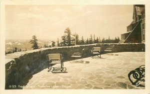 Front Terrace Timberline Lodge Oregon Sawyers 1940s RPPC Photo Postcard 21-2226