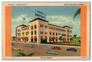 c1940 Hotel Monterey On Hilltop Restaurant Cars West Palm Beach Florida Postcard