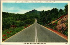 Screamer Mountain, Hwy 23 Near Lakemont & Clayton GA Vintage Postcard Y13