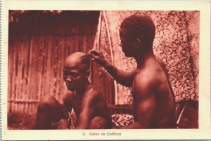 Ivory Coast Salon de Coiffure Natives Côte d’Ivoire Vintage Postcard 03.83