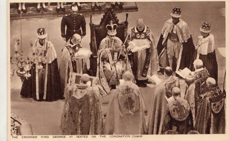 Royalty The Crowned King George VI Seated on the Coronation Chair 1937