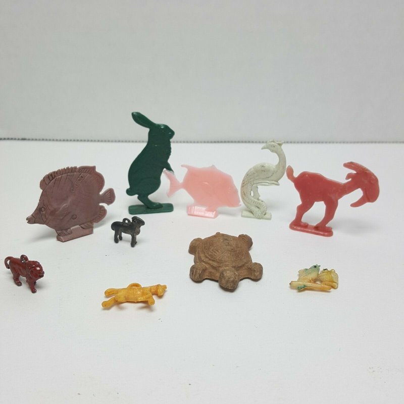 Vintage Collection Miniature Plastic Toys Turtle Rabbit Goat Fish 