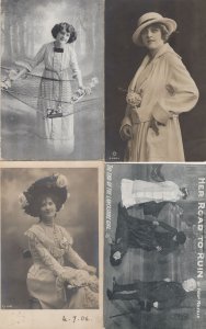 4x Edwardian Actress Fred Melville Old Theatre Postcard s