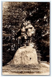 c1910's Statue Coming Of The White Man City Park Portland OR RPPC Photo Postcard
