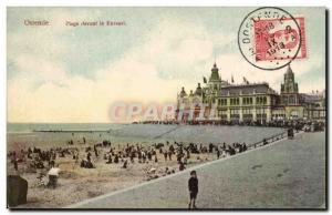 Old Postcard Belgium Ostend Beach in front of the Kursaal