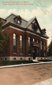 Vintage Postcard 1912 Canadian Conservatory Of Music Bay Ottawa Ontario Canada