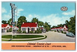 Little Rock Arkansas Postcard Colonial Tourist Court Exterior View c1940 Vintage