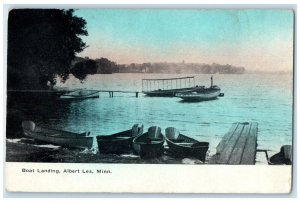 1910 Boat Landing Exterior Canoe Albert Lea Minnesota Vintage Antique Postcard