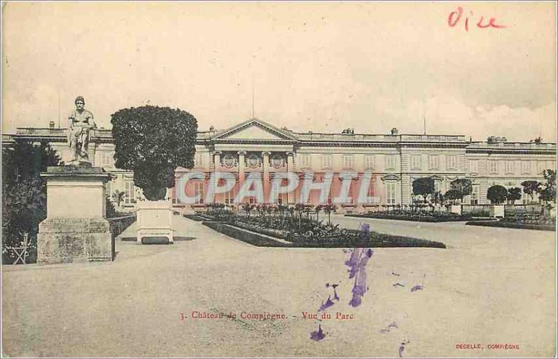 Old Postcard Chateau de Compiegne View Park