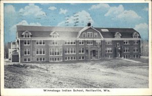 Naillsville Wisconsin WI Native Americana Winnebago Indian School Postcard