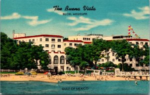 Linen Postcard The Buena Vista Hotel Gulf of Mexico in Biloxi, Mississippi