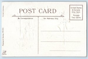 Christmas Postcard Ringing Bells Holly Berries Winter Scene Embossed c1910's