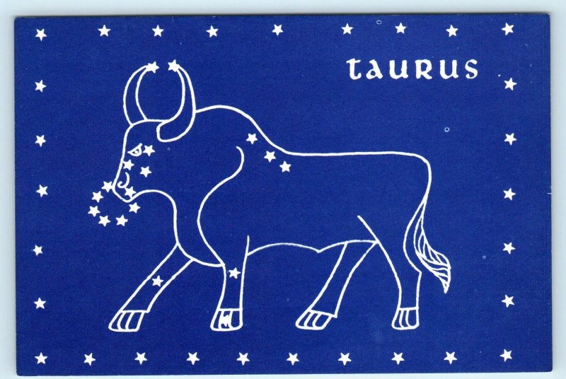 TAURUS ~Astrology Zodiac 1967 SUMMER OF LOVE Graphics 4x6 Hippie Era Postcard