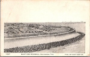 East End of the Seawall, Galveston TX Vintage Postcard Q50