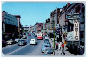 Lewiston Idaho ID Postcard Main Street Business Section c1960's Vintage Cars