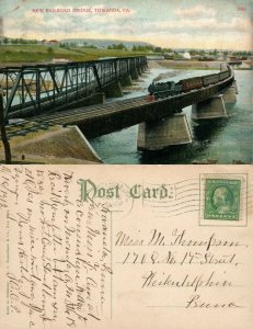 TOWANDA PA LEHIGH VALLEY RAILROAD BRIDGE ANTIQUE POSTCARD railway train