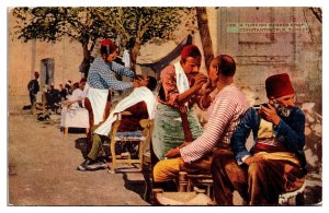 ANTQ A Turkish Barber Shop, Constantinople, Turkey, Postcard