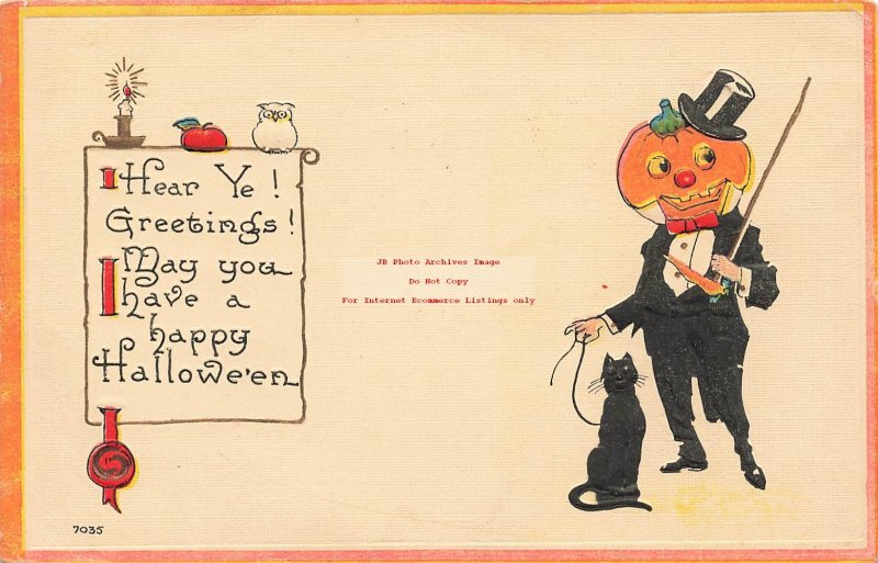 370525-Halloween, Bergman No 7035-2, JOL Man in Tuxedo Holding Black Cat