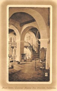 Glenwood Mission Inn, Riverside, CA Music Room Interior c1920s Vintage Postcard