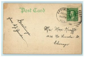 1911 Central School Effingham Illinois IL Posted Antique Postcard 