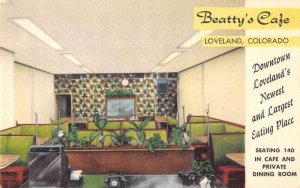 Loveland Colorado Beatty's Cafe Linen Vintage Postcard AA30677
