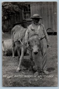 Valley Water Works Of Yesterday Black Americana Mule RPPC Photo Vintage Postcard