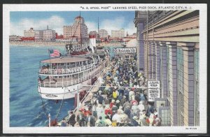 S.S. Steel Pier, Leaving Steel Pier Dock, Atlantic City, N.J., Early Postcard