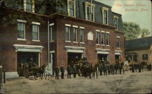 Brockton MA Central Fire Station c1910 Postcard