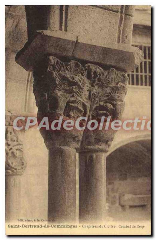 Postcard Old Saint-Bertrand-de-Comminges Cloister Capitals of fighting cocks